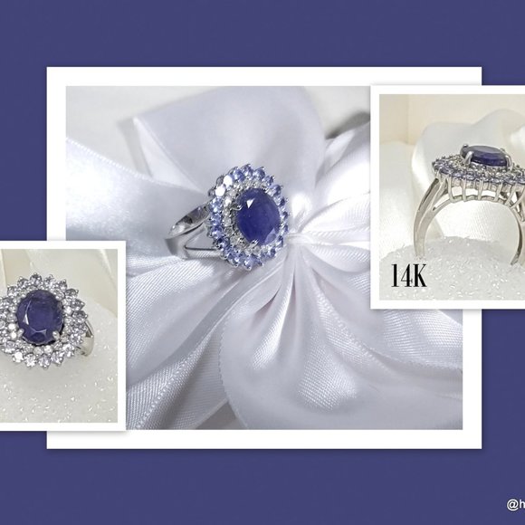 5.88ctw Tanzanite & Diamond Engagement Ring – 14K White Gold, 7.1g - Picture 2 of 8